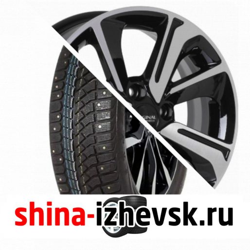 Колесо в сборе Viatti Brina Nordico (V-522) 185/65 R15 T 88 + СКАД KL-319 6xR15 4×100 ET46 DIA54.1 Глянцевый черный с полированной лицевой частью в Ижевске